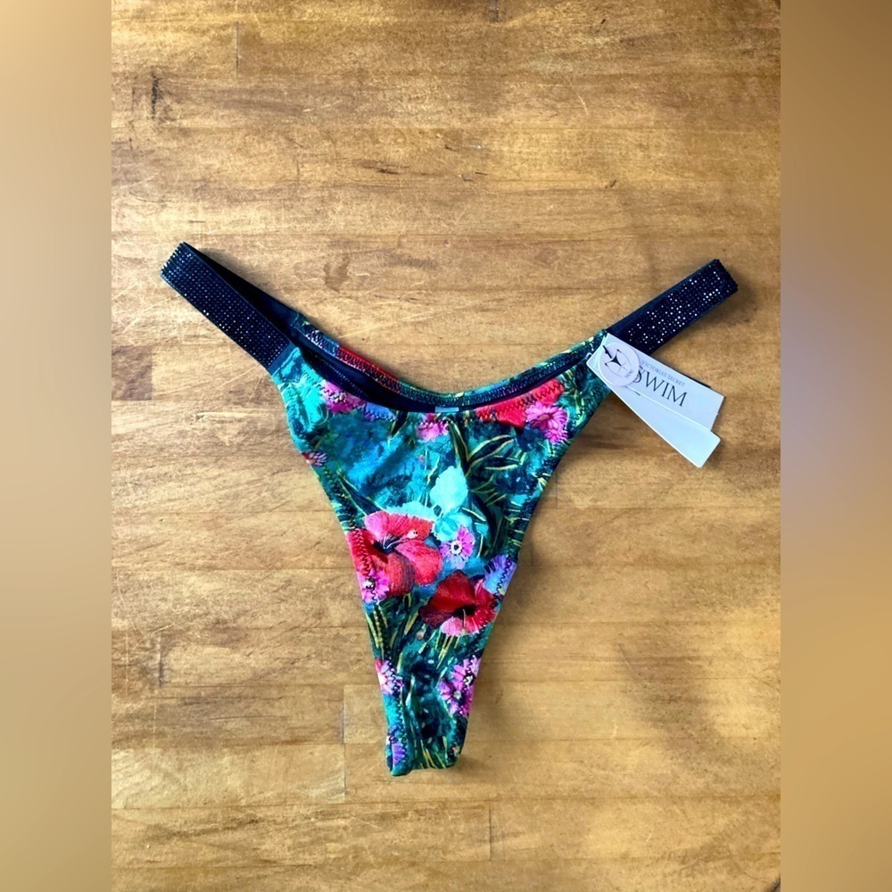 Victoria Secret shine strap swim thong new size small tropical floral